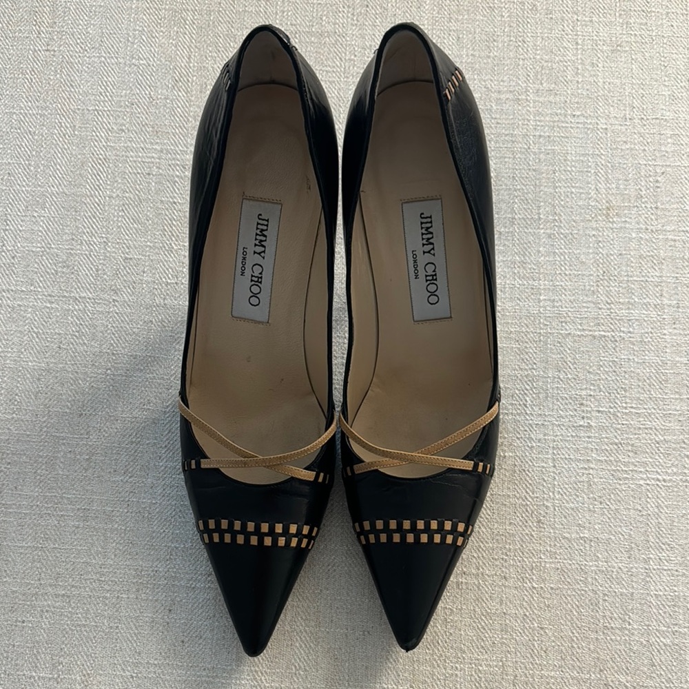 Jimmy Choo Vintage Black and Tan Women's Pumps Size 38.5